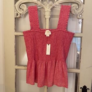 Maeve by Anthropology L Red Smocked top